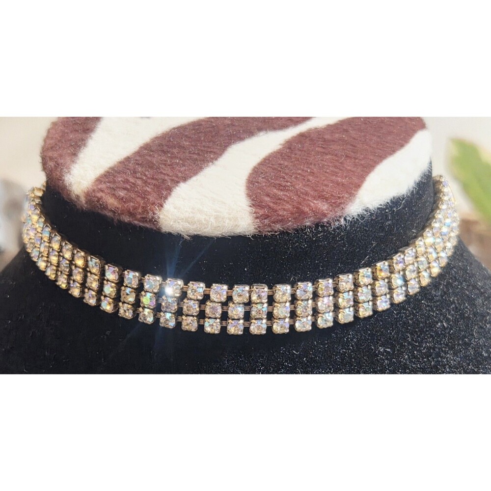 Weiss Three Strand Chocker Aurora Borealis 15 In